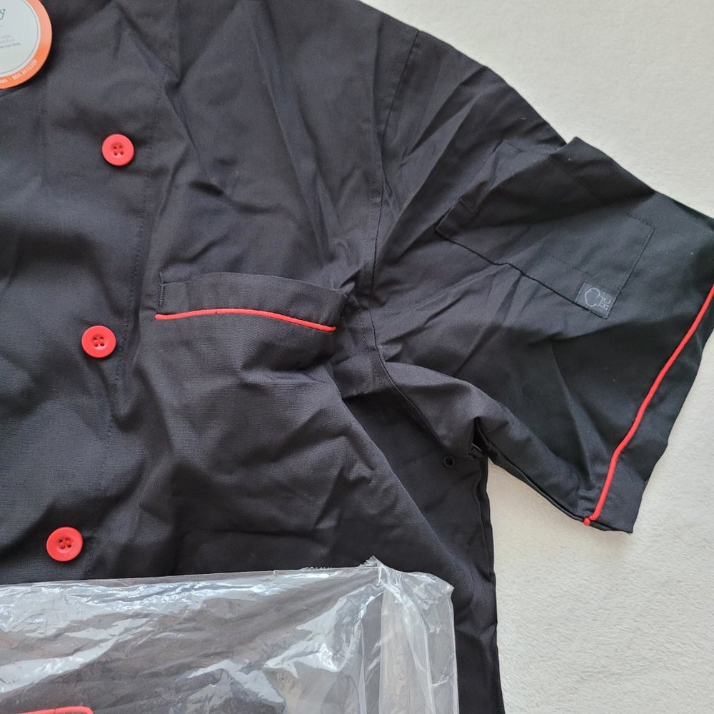 Happy Chef Signature Chef Coat NEW | Large | Unisex | Black/Red - Picture 10 of 16